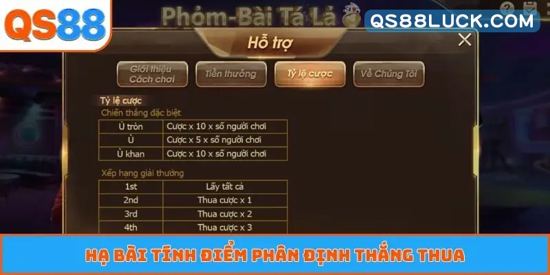 Hạ bài tính điểm phân định thắng thua