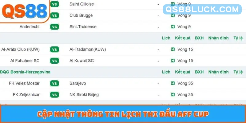 Cập nhật thông tin lịch thi đấu AFF Cup