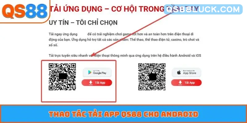 Thao tác tải app QS88 cho Android