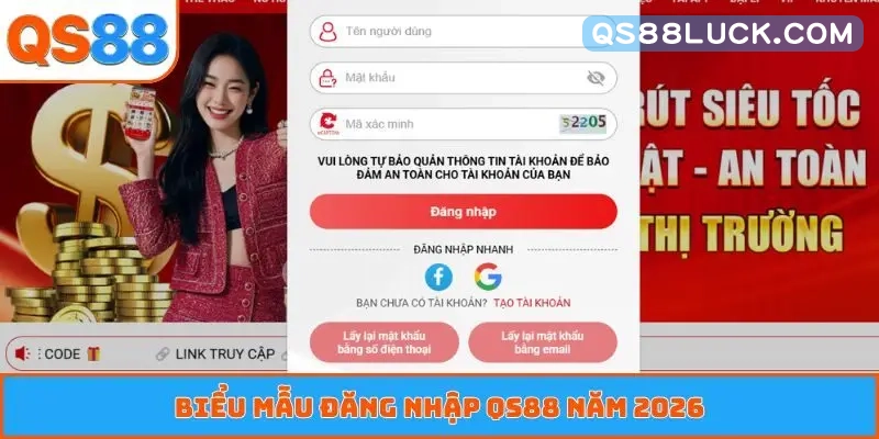 Biểu mẫu đăng nhập QS88 năm 2026